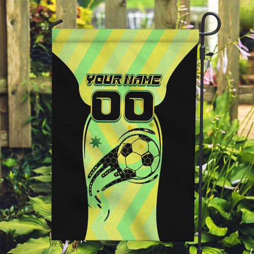 Personalised Matildas Garden Flag Running Kangaroo Soccer Player Chevron Lines