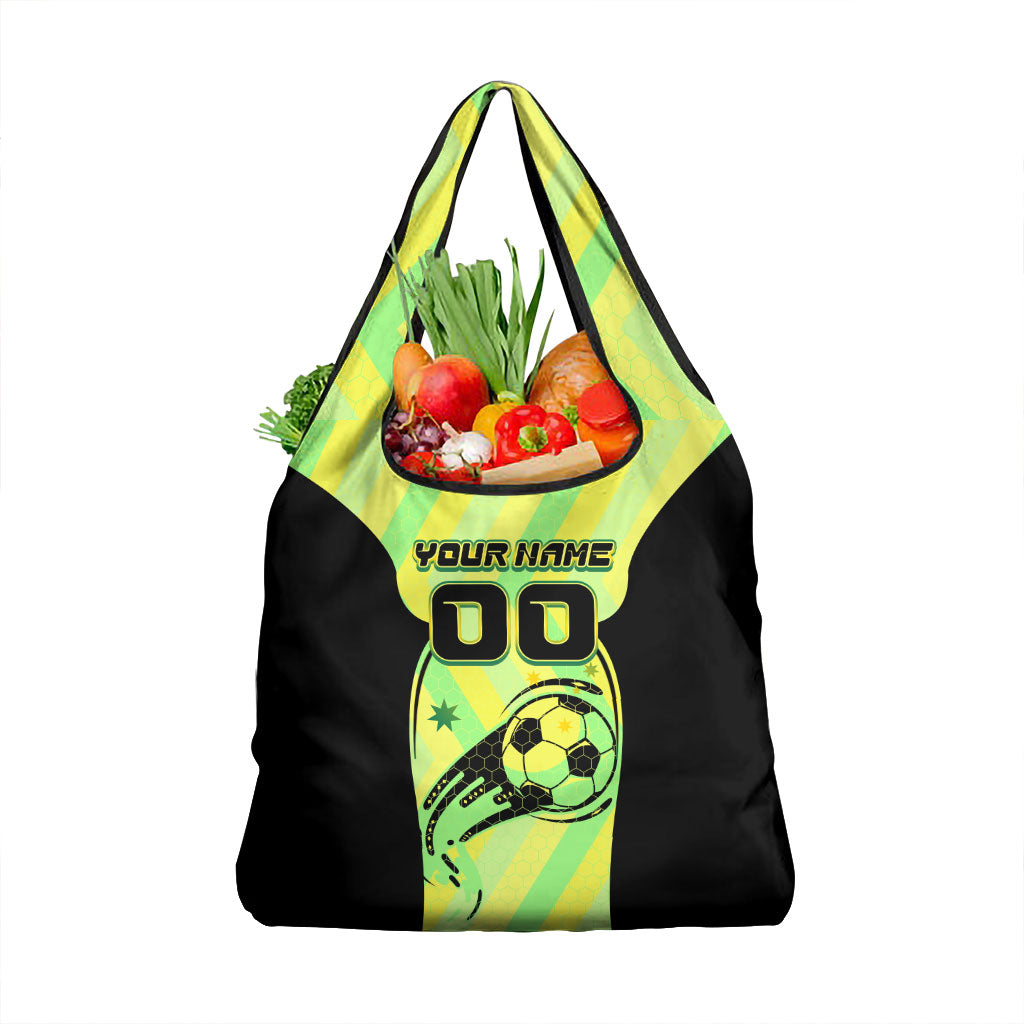 Personalised Matildas Grocery Bag Running Kangaroo Soccer Player Chevron Lines