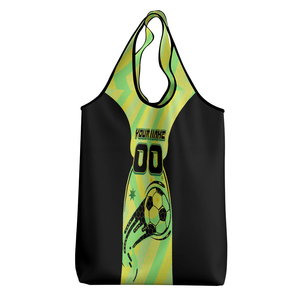 Personalised Matildas Grocery Bag Running Kangaroo Soccer Player Chevron Lines