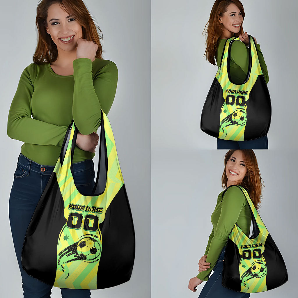 Personalised Matildas Grocery Bag Running Kangaroo Soccer Player Chevron Lines