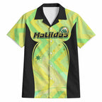 Personalised Matildas Hawaiian Shirt Running Kangaroo Soccer Player Chevron Lines