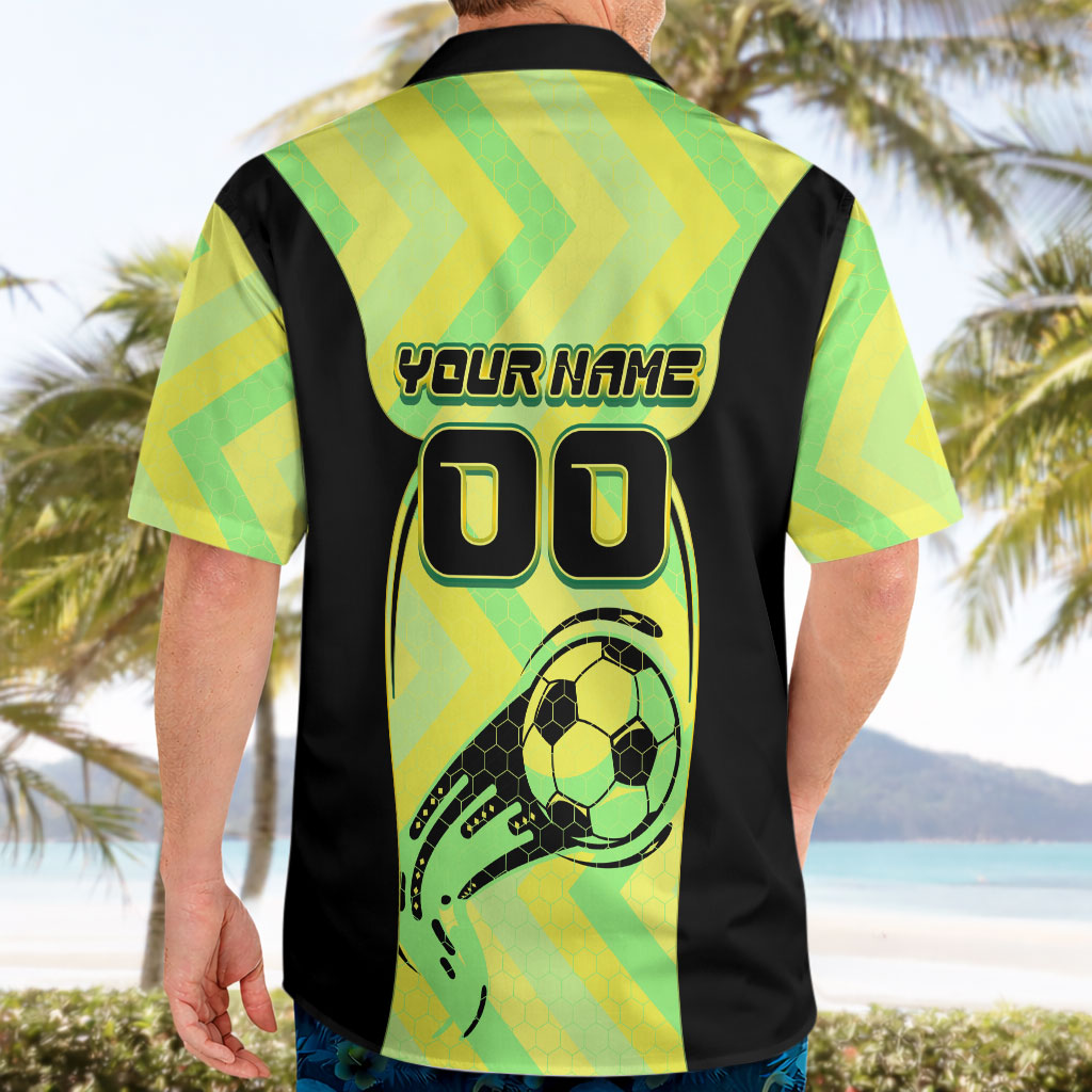 Personalised Matildas Hawaiian Shirt Running Kangaroo Soccer Player Chevron Lines