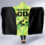 Personalised Matildas Hooded Blanket Running Kangaroo Soccer Player Chevron Lines