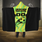 Personalised Matildas Hooded Blanket Running Kangaroo Soccer Player Chevron Lines
