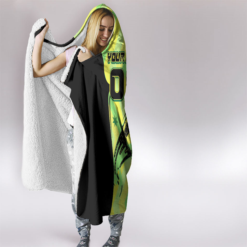 Personalised Matildas Hooded Blanket Running Kangaroo Soccer Player Chevron Lines