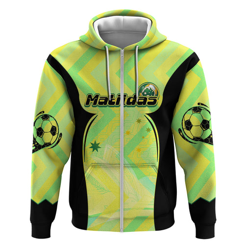 Personalised Matildas Hoodie Running Kangaroo Soccer Player Chevron Lines