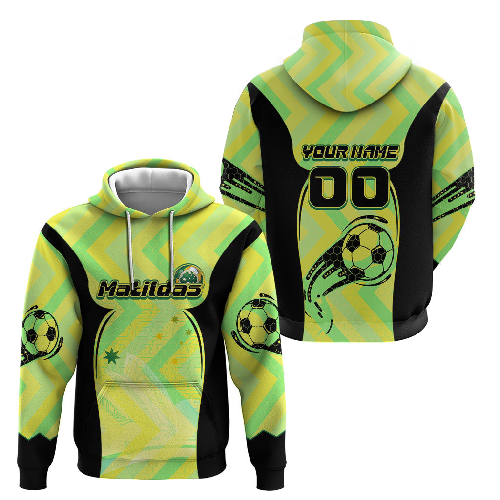 Personalised Matildas Hoodie Running Kangaroo Soccer Player Chevron Lines