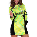 Personalised Matildas Hoodie Dress Running Kangaroo Soccer Player Chevron Lines