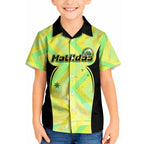 Personalised Matildas Kid Hawaiian Shirt Running Kangaroo Soccer Player Chevron Lines