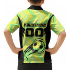 Personalised Matildas Kid Hawaiian Shirt Running Kangaroo Soccer Player Chevron Lines