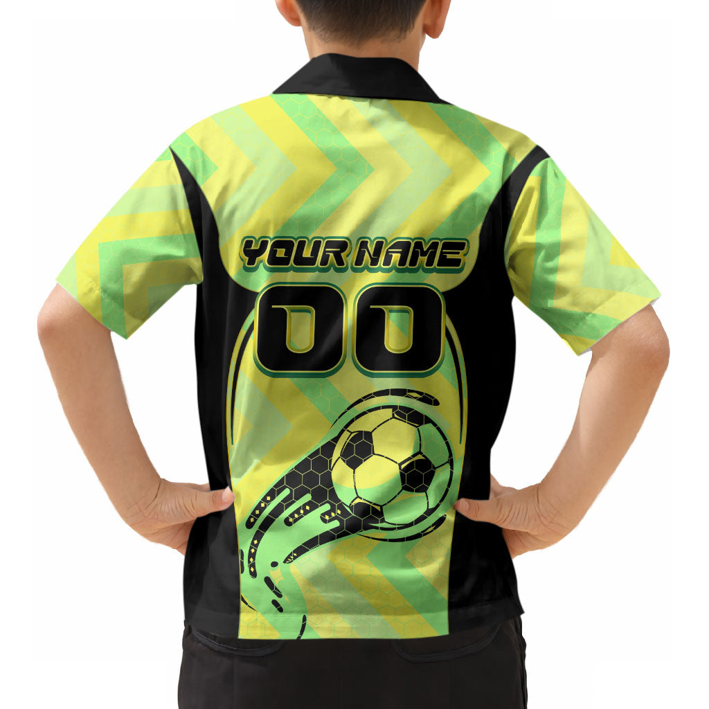 Personalised Matildas Kid Hawaiian Shirt Running Kangaroo Soccer Player Chevron Lines