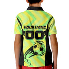 Personalised Matildas Kid Polo Shirt Running Kangaroo Soccer Player Chevron Lines