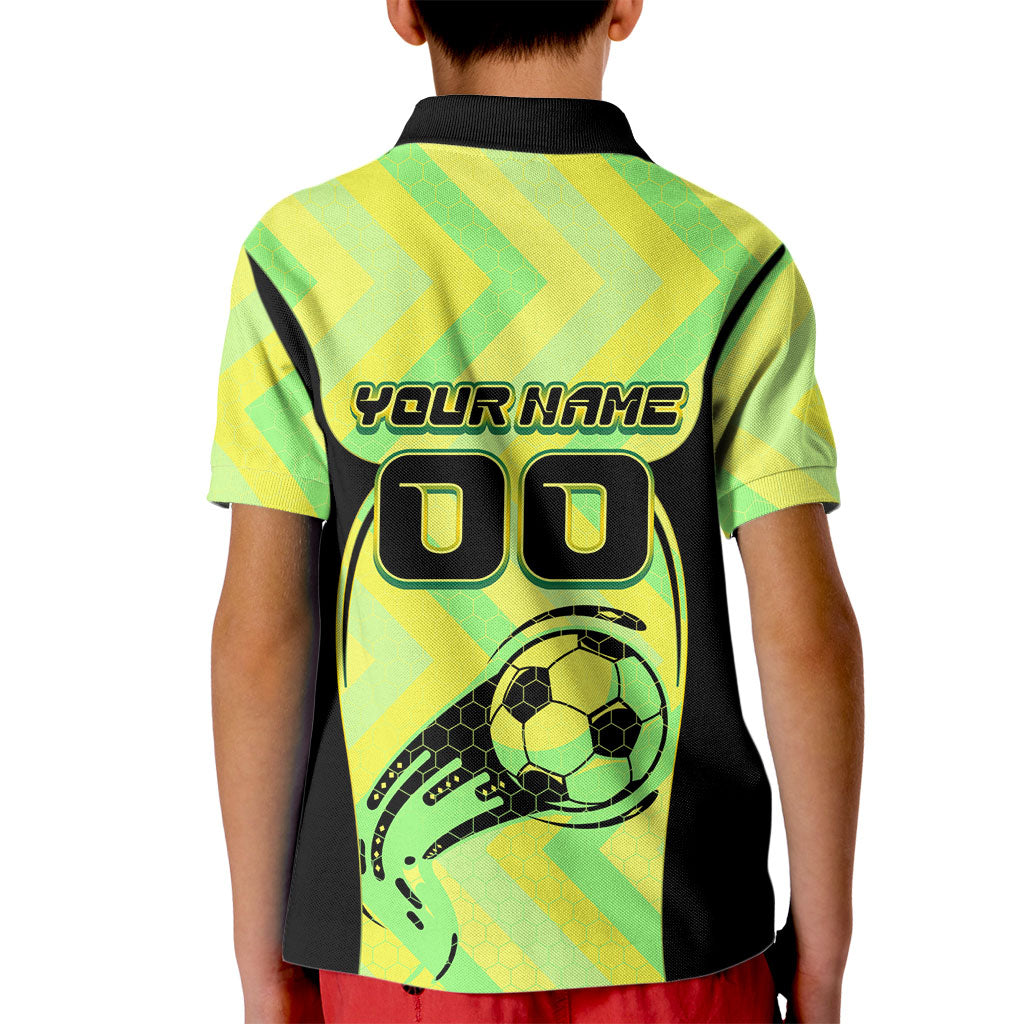 Personalised Matildas Kid Polo Shirt Running Kangaroo Soccer Player Chevron Lines