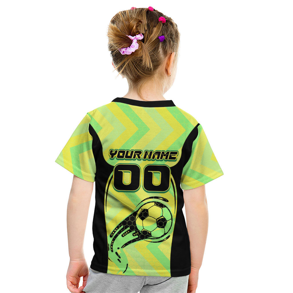 Personalised Matildas Kid T Shirt Running Kangaroo Soccer Player Chevron Lines