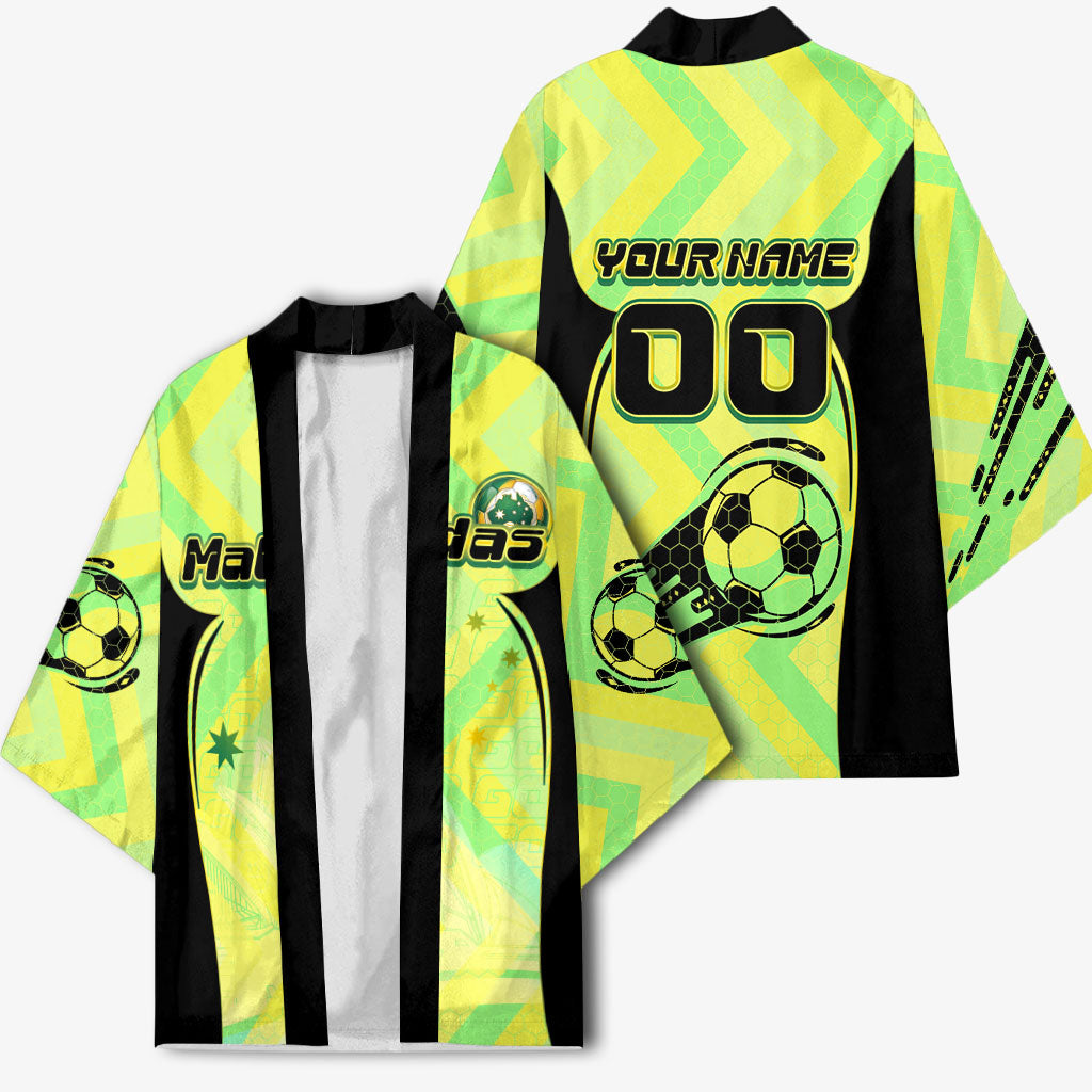 Personalised Matildas Kimono Running Kangaroo Soccer Player Chevron Lines