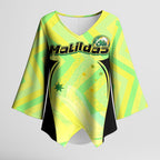Personalised Matildas Kimono Sleeve Blouse Running Kangaroo Soccer Player Chevron Lines