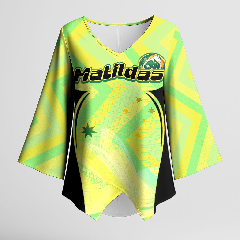 Personalised Matildas Kimono Sleeve Blouse Running Kangaroo Soccer Player Chevron Lines