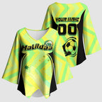 Personalised Matildas Kimono Sleeve Blouse Running Kangaroo Soccer Player Chevron Lines