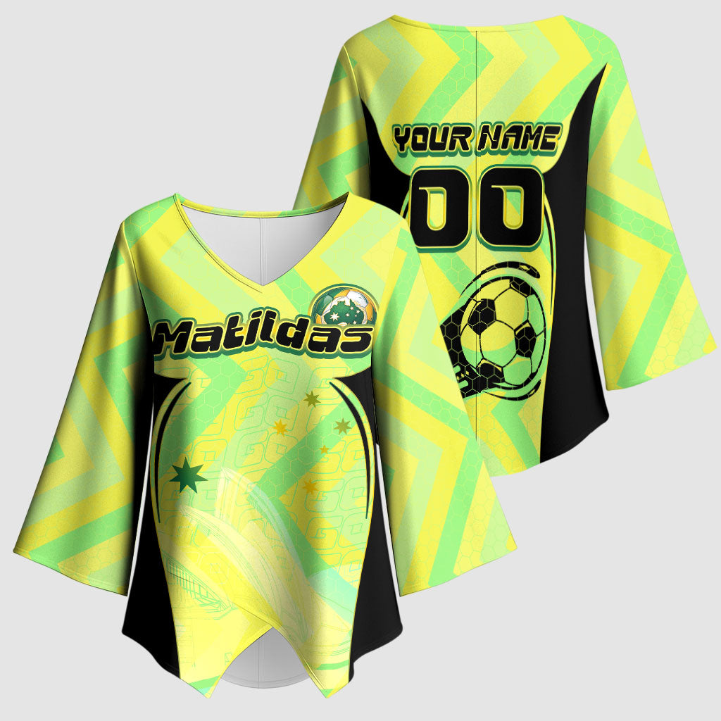 Personalised Matildas Kimono Sleeve Blouse Running Kangaroo Soccer Player Chevron Lines