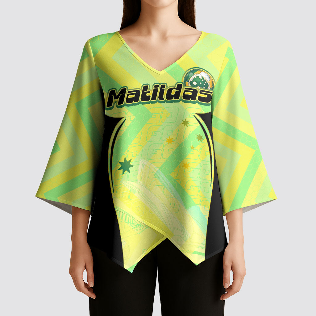 Personalised Matildas Kimono Sleeve Blouse Running Kangaroo Soccer Player Chevron Lines