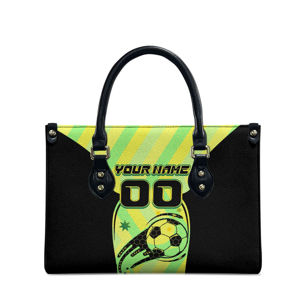 Personalised Matildas Leather Bag Running Kangaroo Soccer Player Chevron Lines
