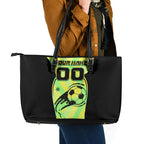 Personalised Matildas Leather Tote Bag Running Kangaroo Soccer Player Chevron Lines