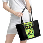 Personalised Matildas Leather Tote Bag Running Kangaroo Soccer Player Chevron Lines