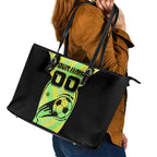 Personalised Matildas Leather Tote Bag Running Kangaroo Soccer Player Chevron Lines