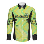 Personalised Matildas Long Sleeve Button Shirt Running Kangaroo Soccer Player Chevron Lines