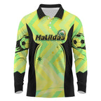 Personalised Matildas Long Sleeve Polo Shirt Running Kangaroo Soccer Player Chevron Lines