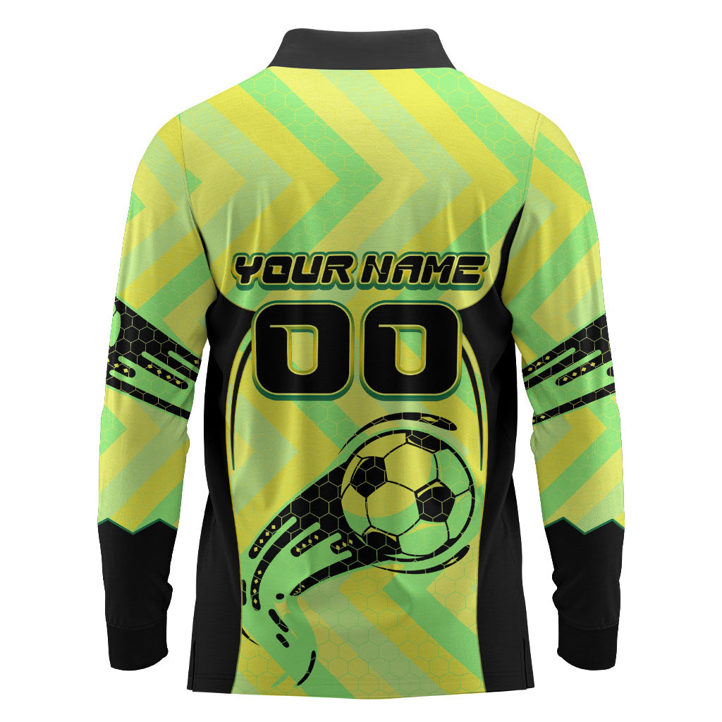 Personalised Matildas Long Sleeve Polo Shirt Running Kangaroo Soccer Player Chevron Lines
