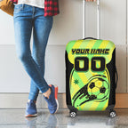 Personalised Matildas Luggage Cover Running Kangaroo Soccer Player Chevron Lines