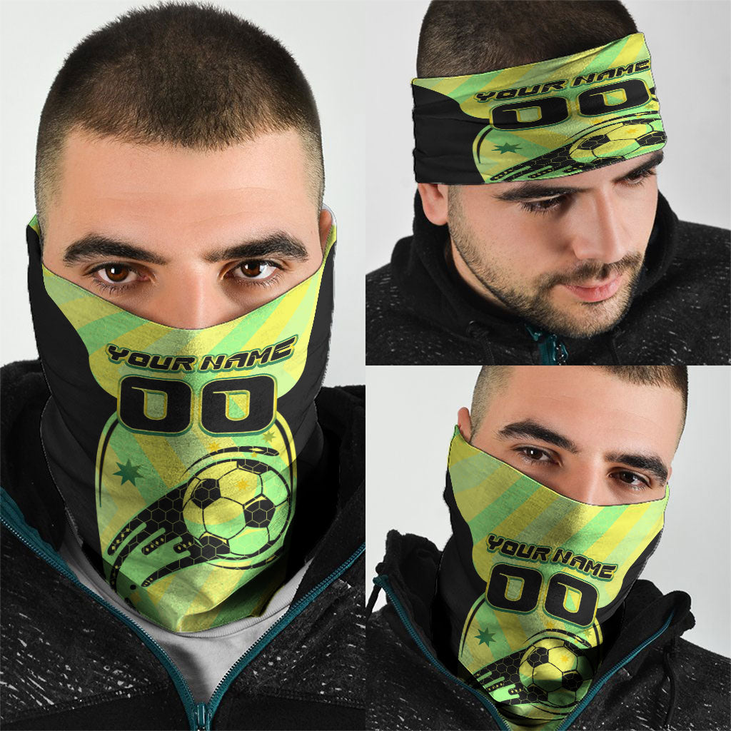 Personalised Matildas Neck Gaiter Running Kangaroo Soccer Player Chevron Lines