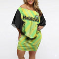 Personalised Matildas Off Shoulder Short Dress Running Kangaroo Soccer Player Chevron Lines