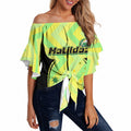 Personalised Matildas Off Shoulder Wrap Waist Top Running Kangaroo Soccer Player Chevron Lines
