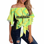 Personalised Matildas Off Shoulder Wrap Waist Top Running Kangaroo Soccer Player Chevron Lines