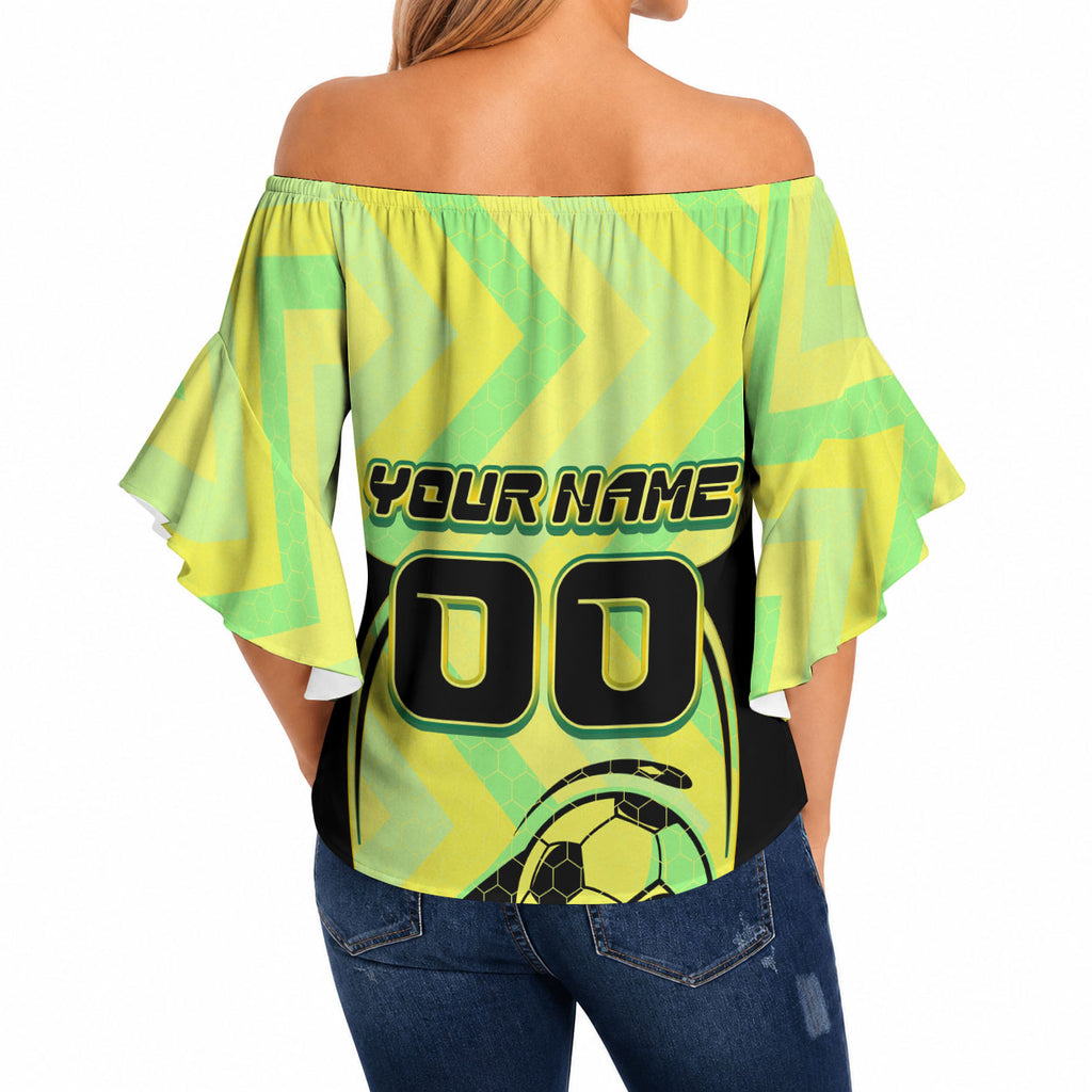 Personalised Matildas Off Shoulder Wrap Waist Top Running Kangaroo Soccer Player Chevron Lines