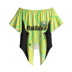 Personalised Matildas Off Shoulder Wrap Waist Top Running Kangaroo Soccer Player Chevron Lines