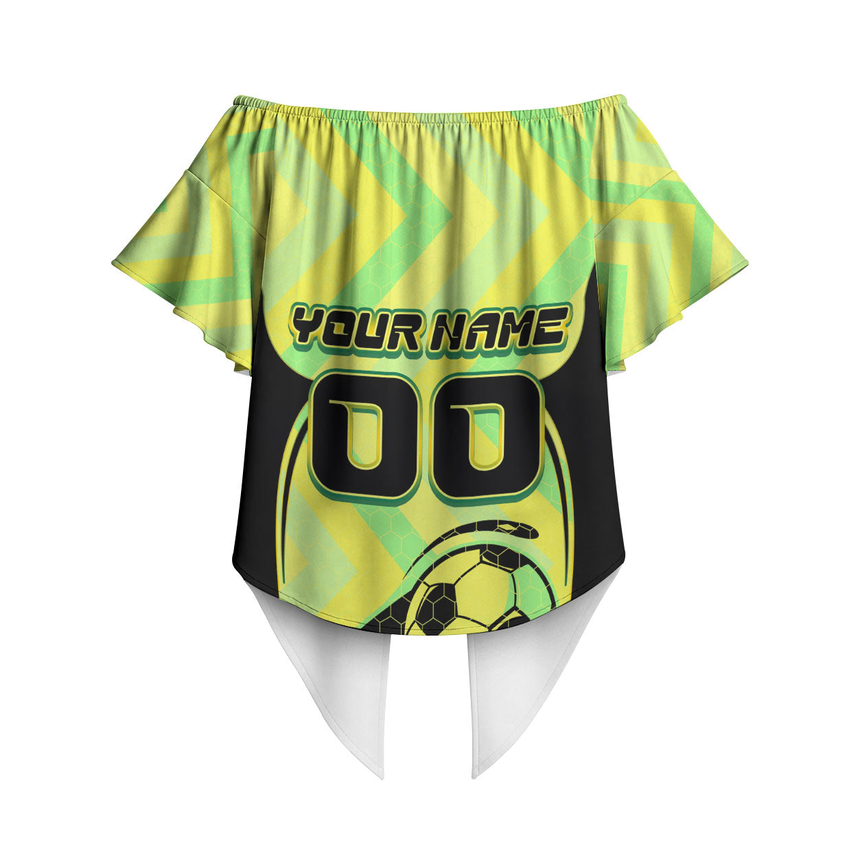 Personalised Matildas Off Shoulder Wrap Waist Top Running Kangaroo Soccer Player Chevron Lines