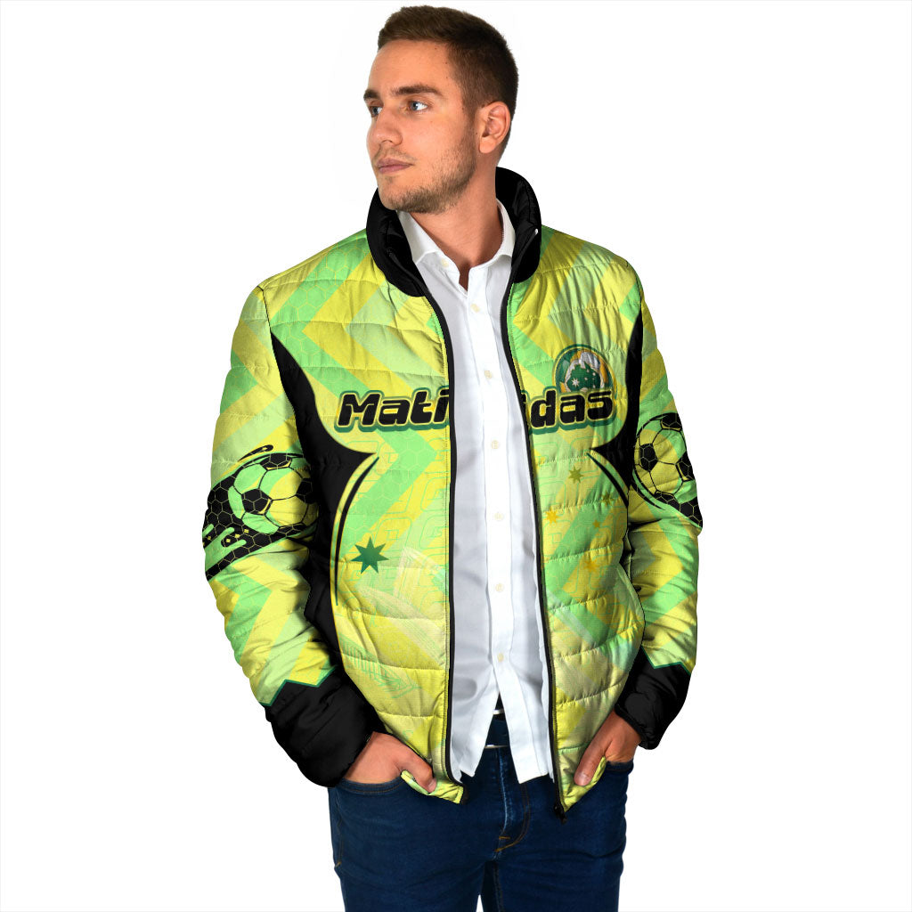 Personalised Matildas Padded Jacket Running Kangaroo Soccer Player Chevron Lines