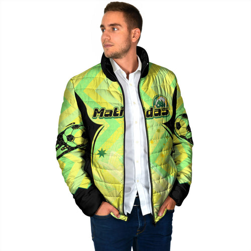 Personalised Matildas Padded Jacket Running Kangaroo Soccer Player Chevron Lines