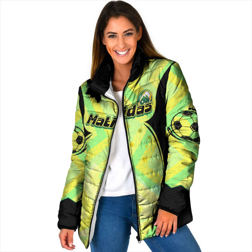 Personalised Matildas Padded Jacket Running Kangaroo Soccer Player Chevron Lines