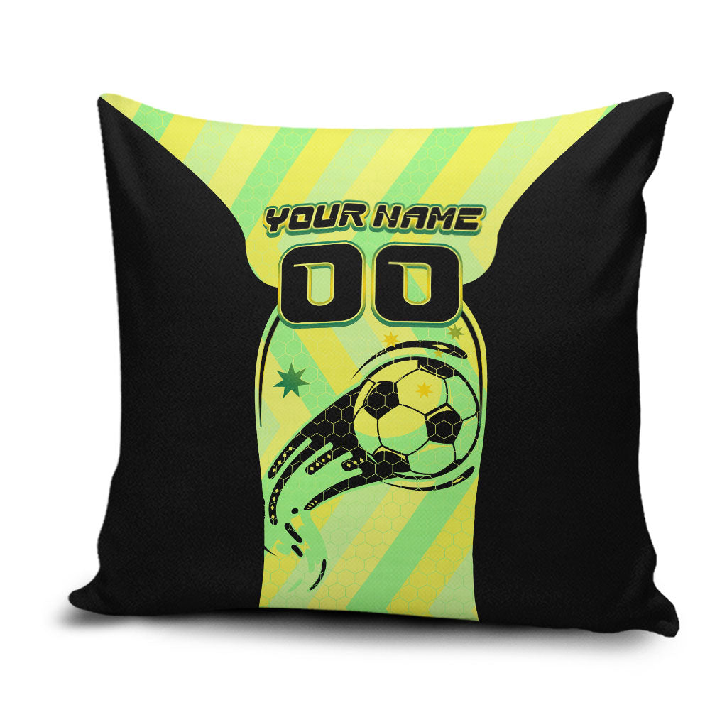 Personalised Matildas Pillow Cover Running Kangaroo Soccer Player Chevron Lines