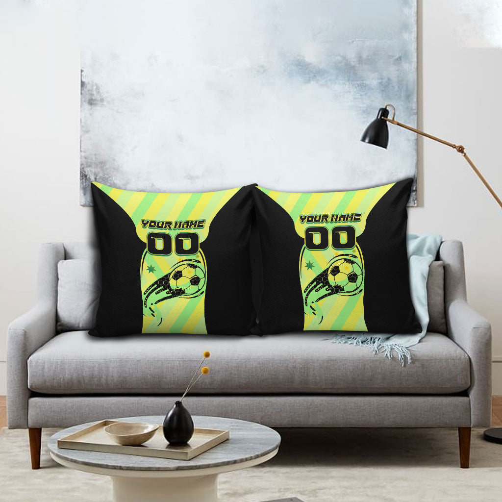 Personalised Matildas Pillow Cover Running Kangaroo Soccer Player Chevron Lines