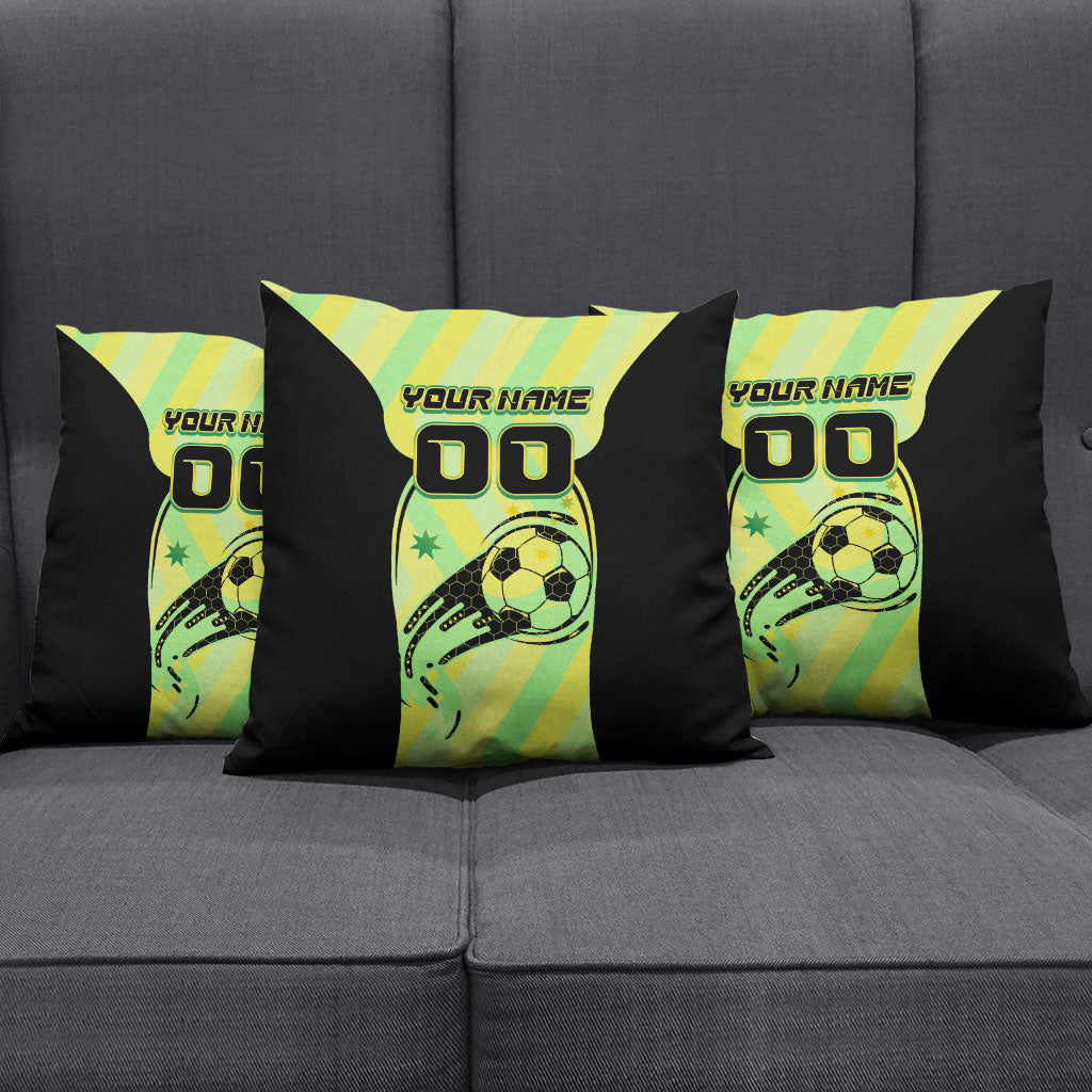 Personalised Matildas Pillow Cover Running Kangaroo Soccer Player Chevron Lines