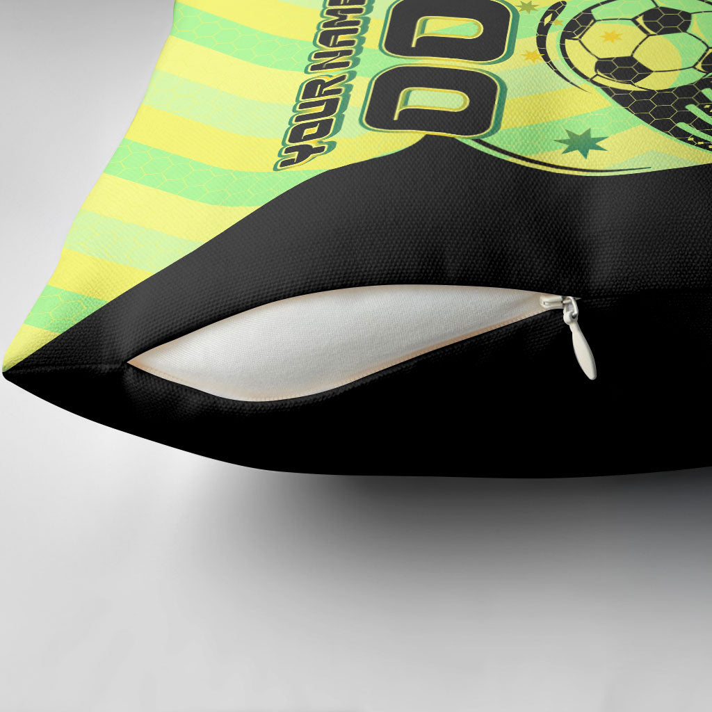 Personalised Matildas Pillow Cover Running Kangaroo Soccer Player Chevron Lines