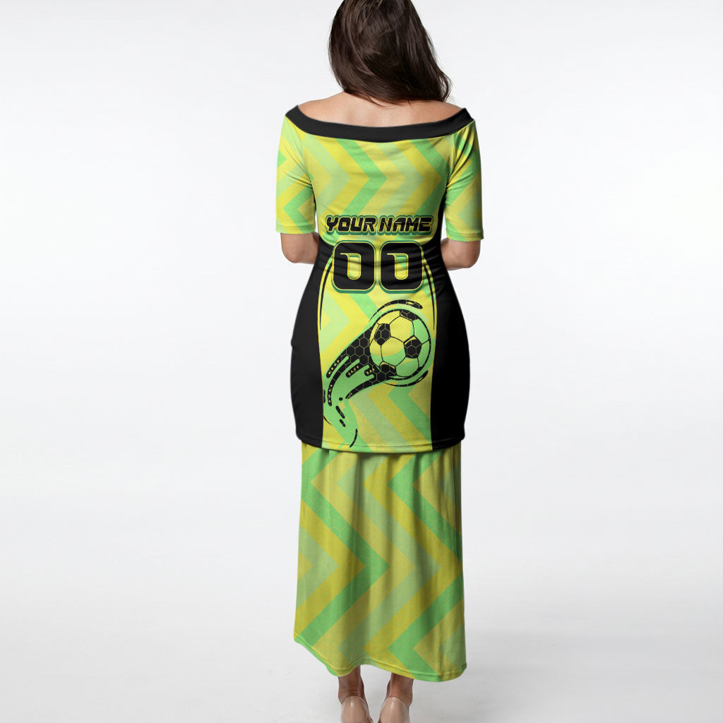 Personalised Matildas Puletasi Running Kangaroo Soccer Player Chevron Lines