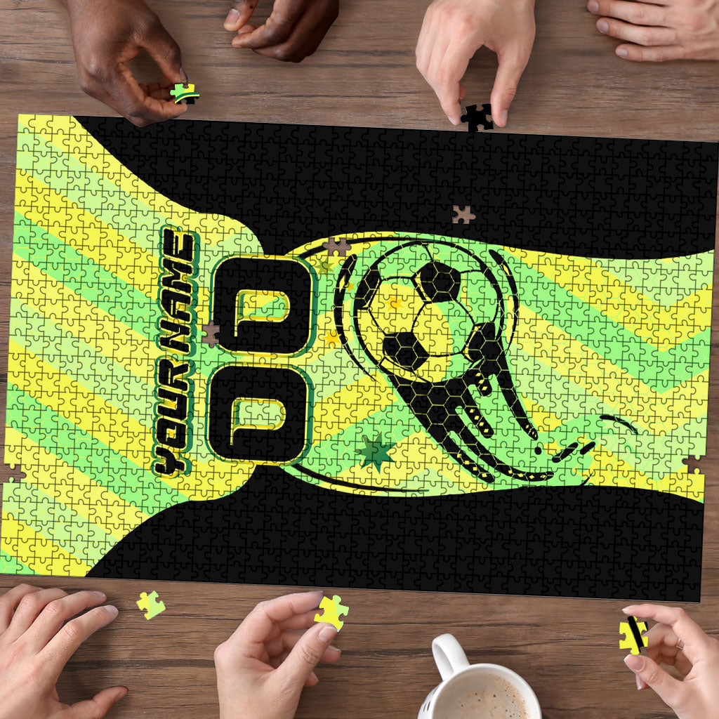 Personalised Matildas Puzzle Running Kangaroo Soccer Player Chevron Lines