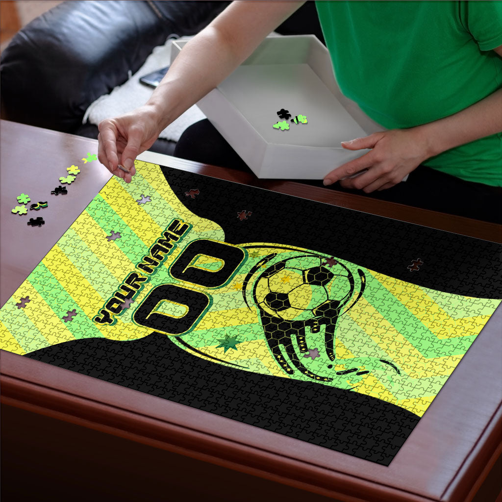 Personalised Matildas Puzzle Running Kangaroo Soccer Player Chevron Lines