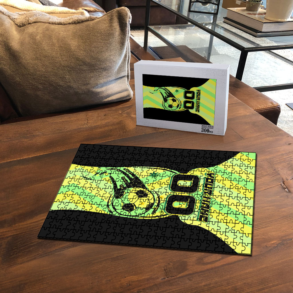 Personalised Matildas Puzzle Running Kangaroo Soccer Player Chevron Lines